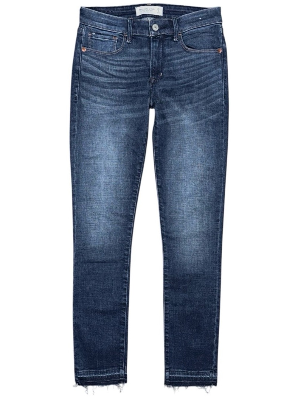 Abercrombie & Fitch Super Skinny Ankle Mid Rise Jeans Dark Let Down Hem 2 LONG